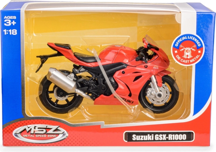 Motorcykelmodel 1:18 SUZUKI GSX‑R1000 rød