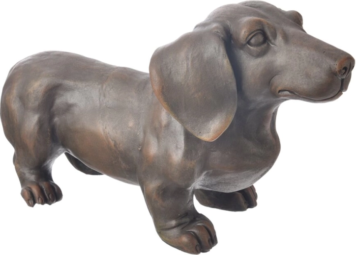 Keramisk figur af gravhund, brun 43 cm