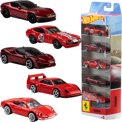 Hot Wheels Ferrari sæt med 5 metalbiler 1:64