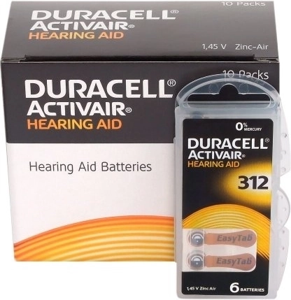Duracell Activair høreapparatbatterier 312, 6 stk.