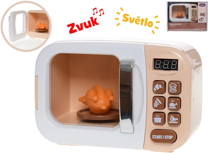 Legetøjsmikrobølgeovn med realistiske lys og lyde