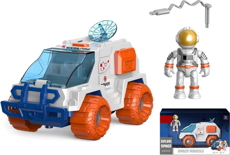 Kosmisk køretøj med astronaut med lys og lyd