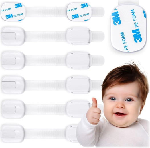 Sikkerhedslåse til skabe RICOKIDS til børn, 6 stk., hvide