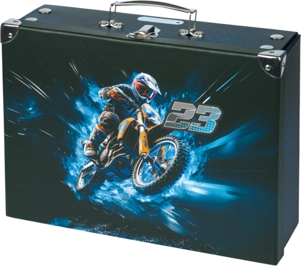 Foldbar skolekuffert med motocross-design