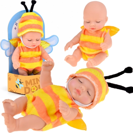 Mini babydukke i bi-kostume 11 cm - 1 stk.