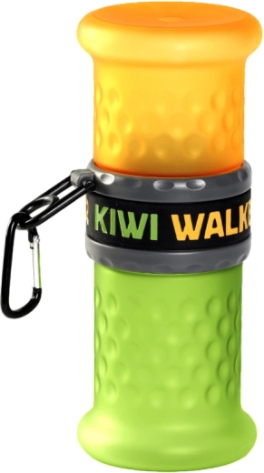 Rejseflaske til vand og foder 2-i-1 KIWI WALKER, plast, gulgrøn