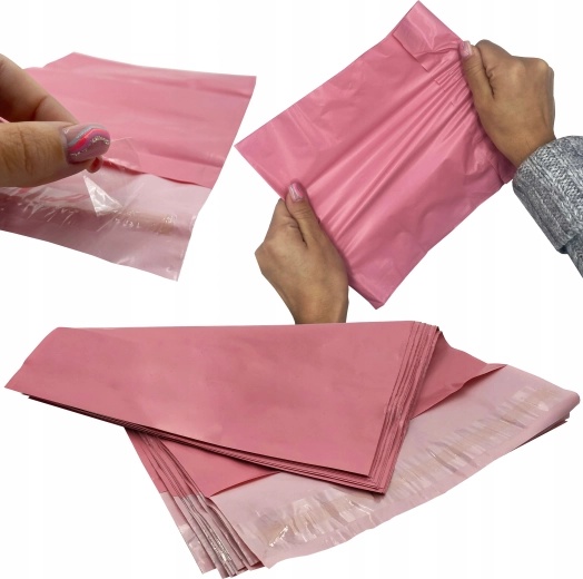 Lyserøde kurérposer i plast, 50 stk. – 400 x 500 mm