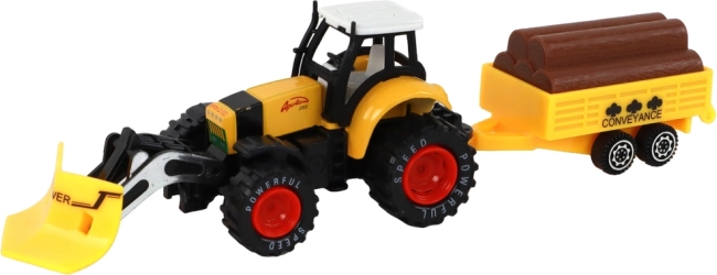 Traktor med anhænger gul rød