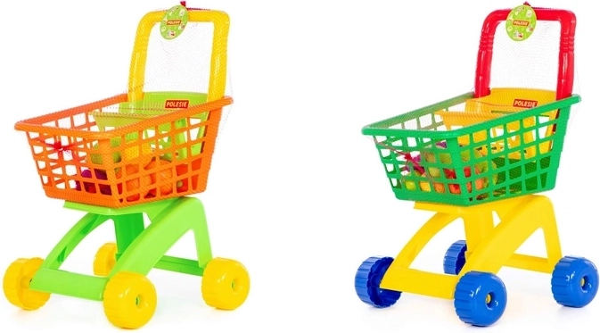 Børne-indkøbsvogn til butik med 10-delt indkøbssæt