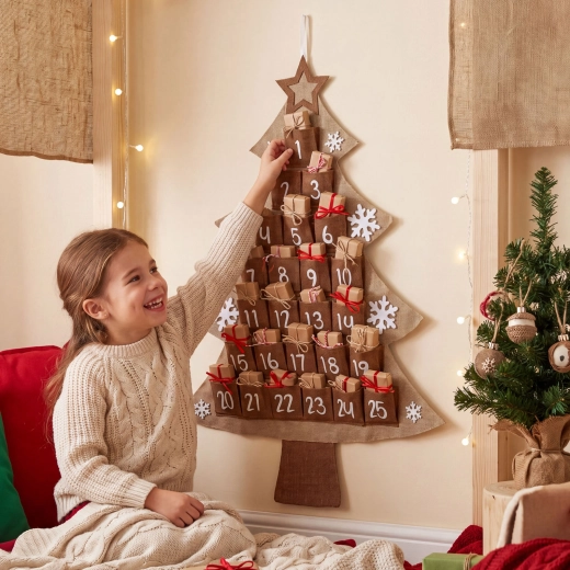 Filts adventskalender juletræ 85 × 60 cm
