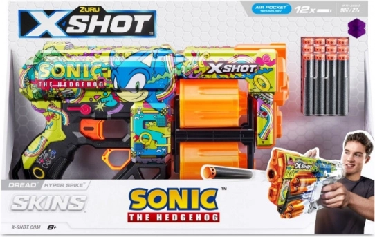 X-Shot Skins Dread Sonic – skumpistol til dartpile, tromlemagasin 12 stk.
