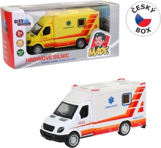 Metalambulance med tilbagetræksfunktion, 10 cm