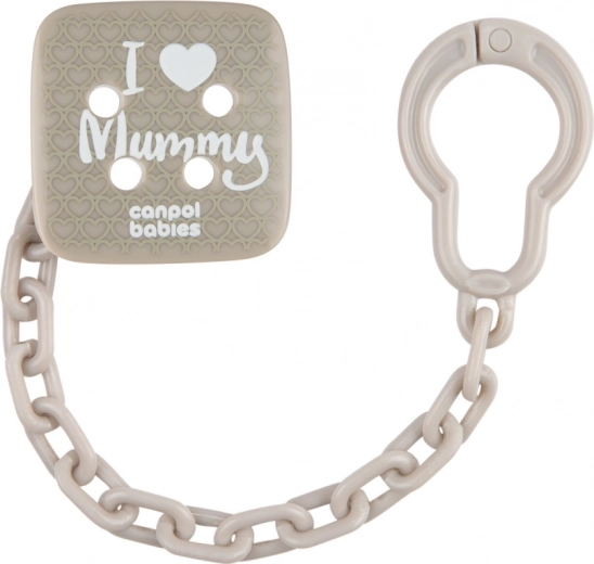Canpol babies kæde til sut I LOVE MUMMY, grå