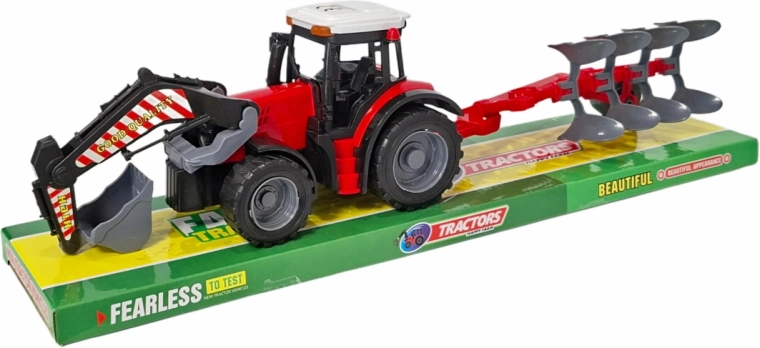 Traktor med plov og frontlæsser – legetøj til børn fra 3 år