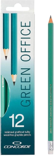 Concorde Green Office grafitblyanter med viskelæder HB, 12 stk.