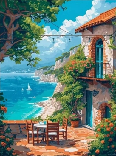 Diamond painting – udsigt over klipper 30 × 40 cm