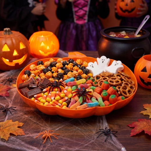 Halloween-serveringsskål formet som et græskar, orange