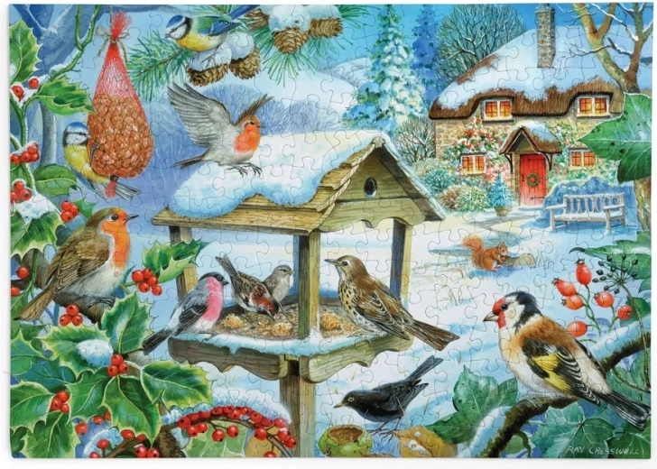 House of Puzzles Puslespil Fugle ved foderbrættet, 250 store brikker