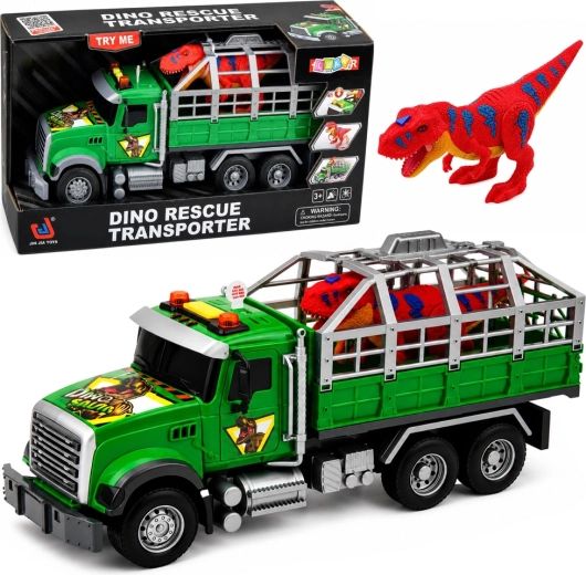 Børne dino-transporter – lastbil med bur, lyde og lys 36 cm - 1 stk.