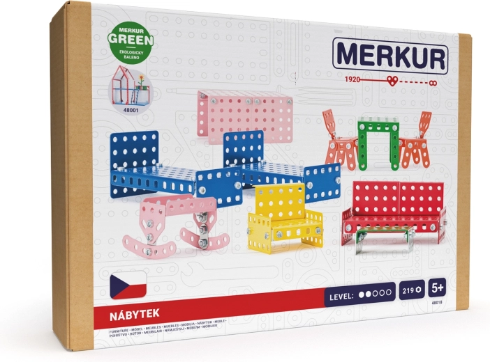 Merkur metalmøbler til dukkehus, 219 dele