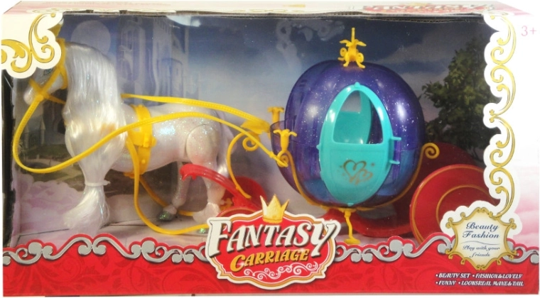 Magisk karetsæt med glitrende hest til dukker