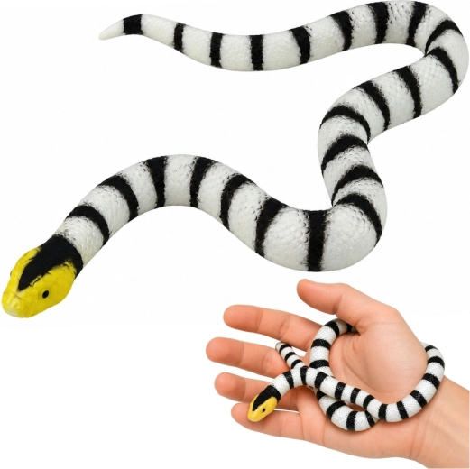 Realistisk gummislange sort-hvid 33 cm