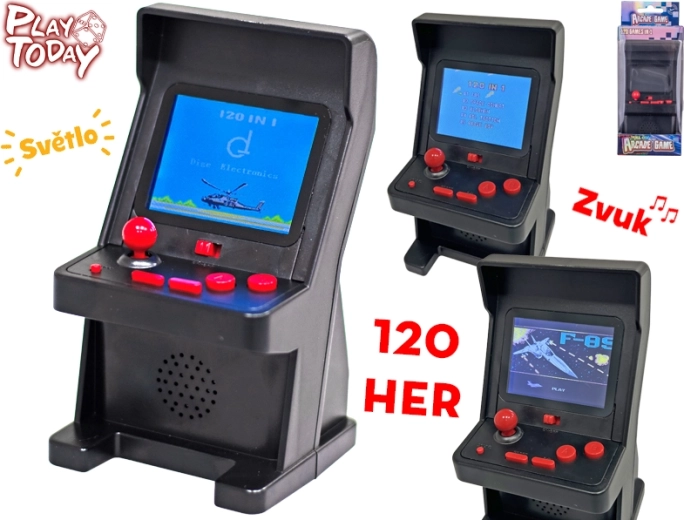 Bærbar spilkonsol Play Today med 120 spil og farvedisplay