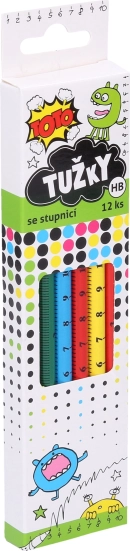 Træblyant HB med 16 cm skala TOTO, sæt 12 stk.