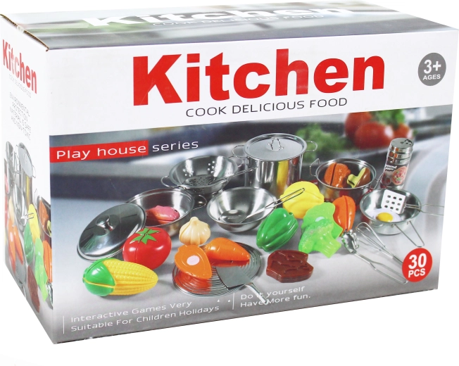 Metalsæt med køkkengrej, 30 dele