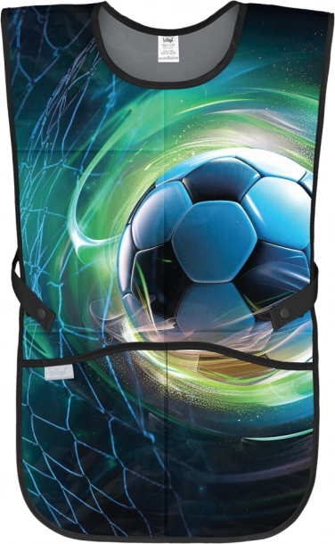 Børneforklæde med design af en fodbold