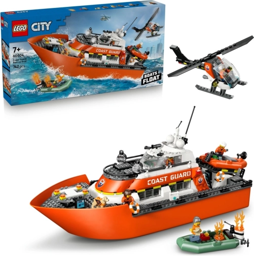 LEGO City redningsbåd fra kystvagten og helikopter