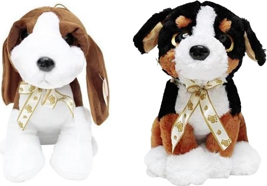 Plys-hund med sløjfe – stor