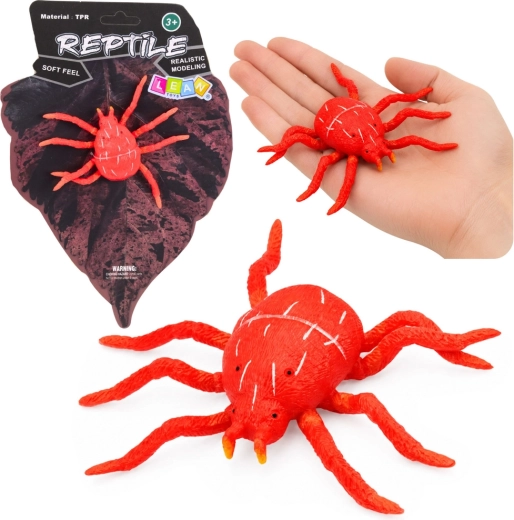 Realistisk gummifigur af rød edderkop 12 cm
