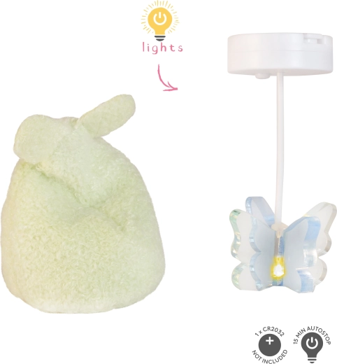 Lundby belysning til dukkehus med sommerfuglelampe og puf