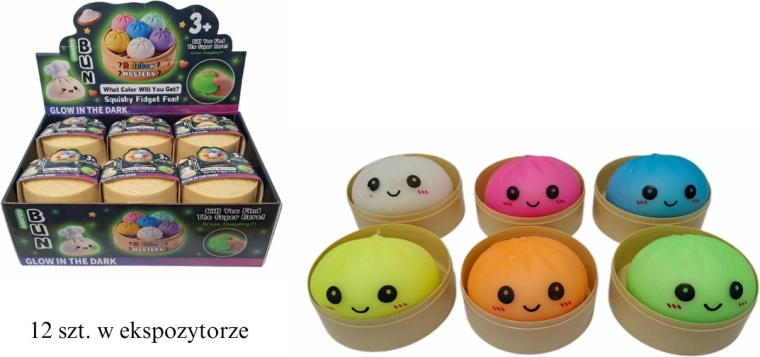 Antistress-squishy dumpling, der lyser i mørke