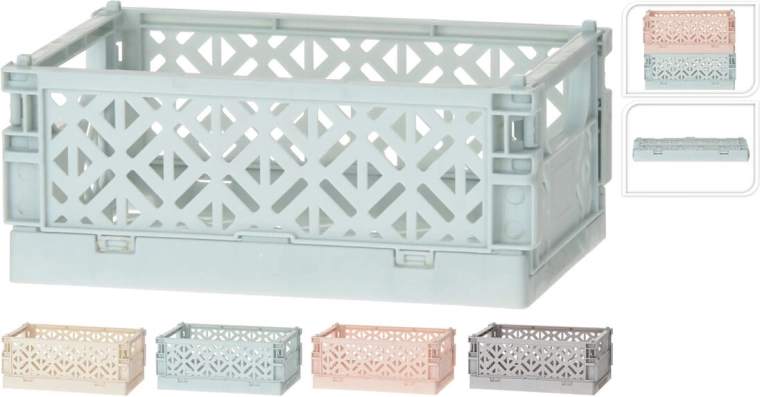Sammenklappelig plastiktransportkasse 10 × 15 × 6 cm – farvemix