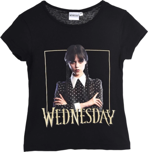Sort T-shirt i bomuld med Wednesday