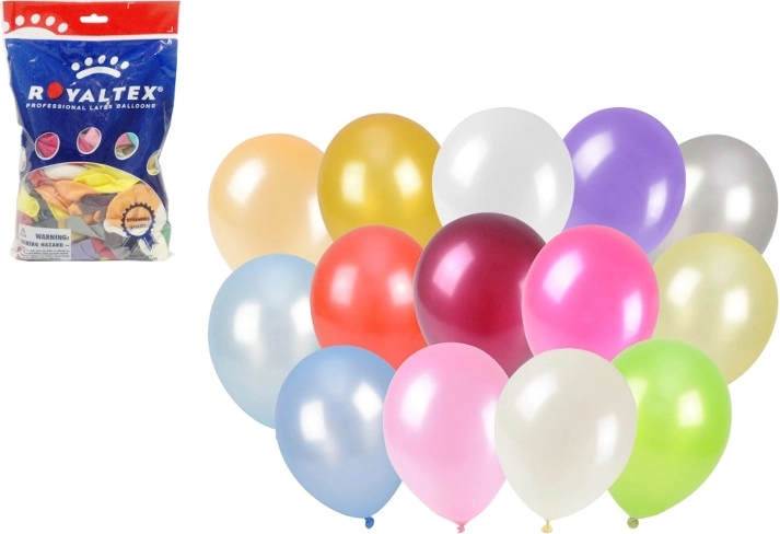 Metalliske balloner 25 cm, mix farver, 100 stk