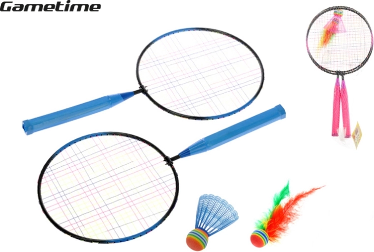 Badmintonsæt GAMETIME – 2 ketchere og 2 fjerbolde i net