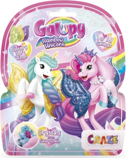 Galupy Rainbow Unicorn samlerfigur enhjørning med vinger og Swarovski-krystal