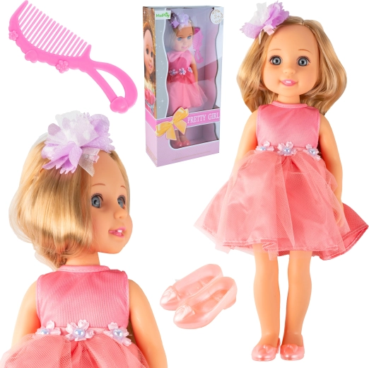 Dukke Pretty Girl i lyserød kjole 36 cm