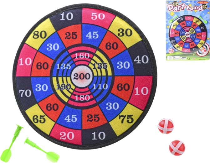Børne-dartskive med velcro 28 cm med pile og bolde