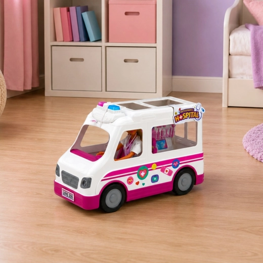 Stor ambulance med lys og lyde