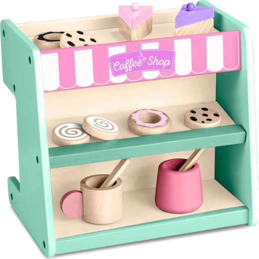 Konditori med udstillede lækkerier