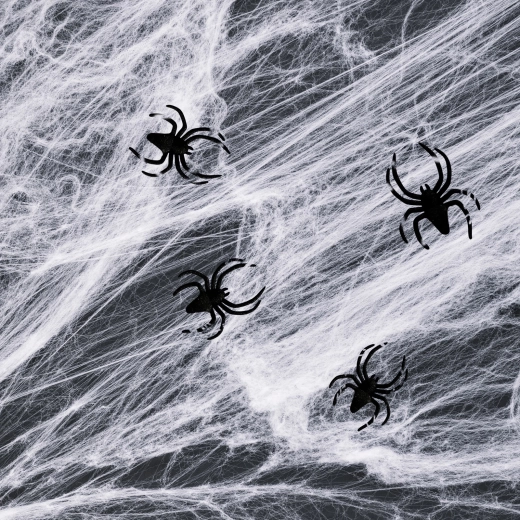 Hvid Halloween-edderkoppespind med edderkopper