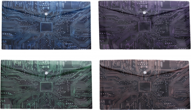 Plastlomme med trykknap 35 × 25 cm med print af motherboard