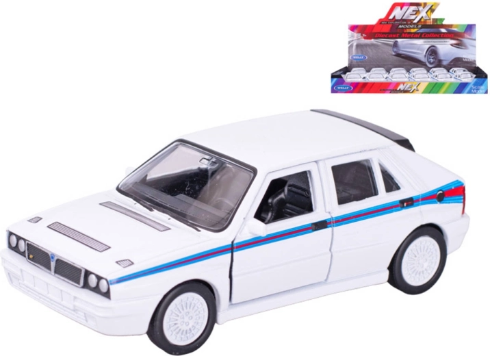 Welly bilmodel Lancia Delta HF Martini med tilbagetræk bílá 11,5 cm