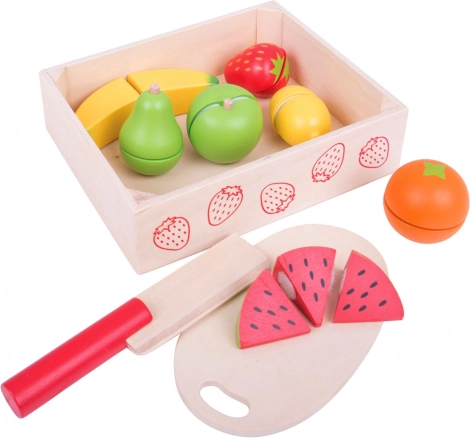 BIGJIGS TOYS skærefrugt i træ i æske
