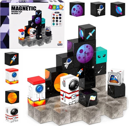 Magnetiske klodser med rumtema 3D (50 dele)