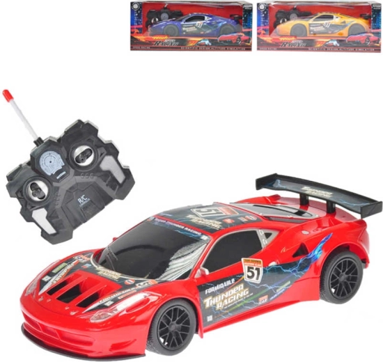 RC sportsbil med fjernbetjening 27 MHz med lys 23 cm - 1 stk.